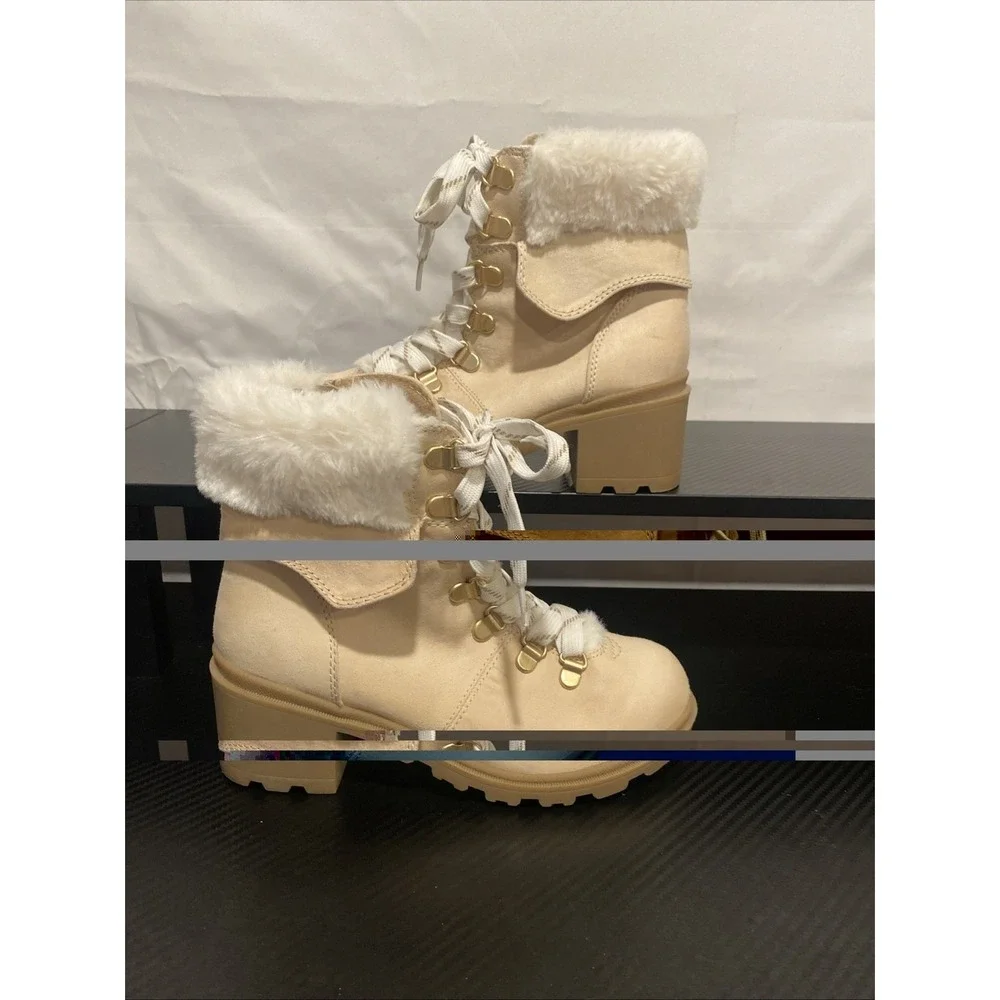 Jellypop Missions 3 Girls Winter Boots Bone Size 2M Faux Fur Kids